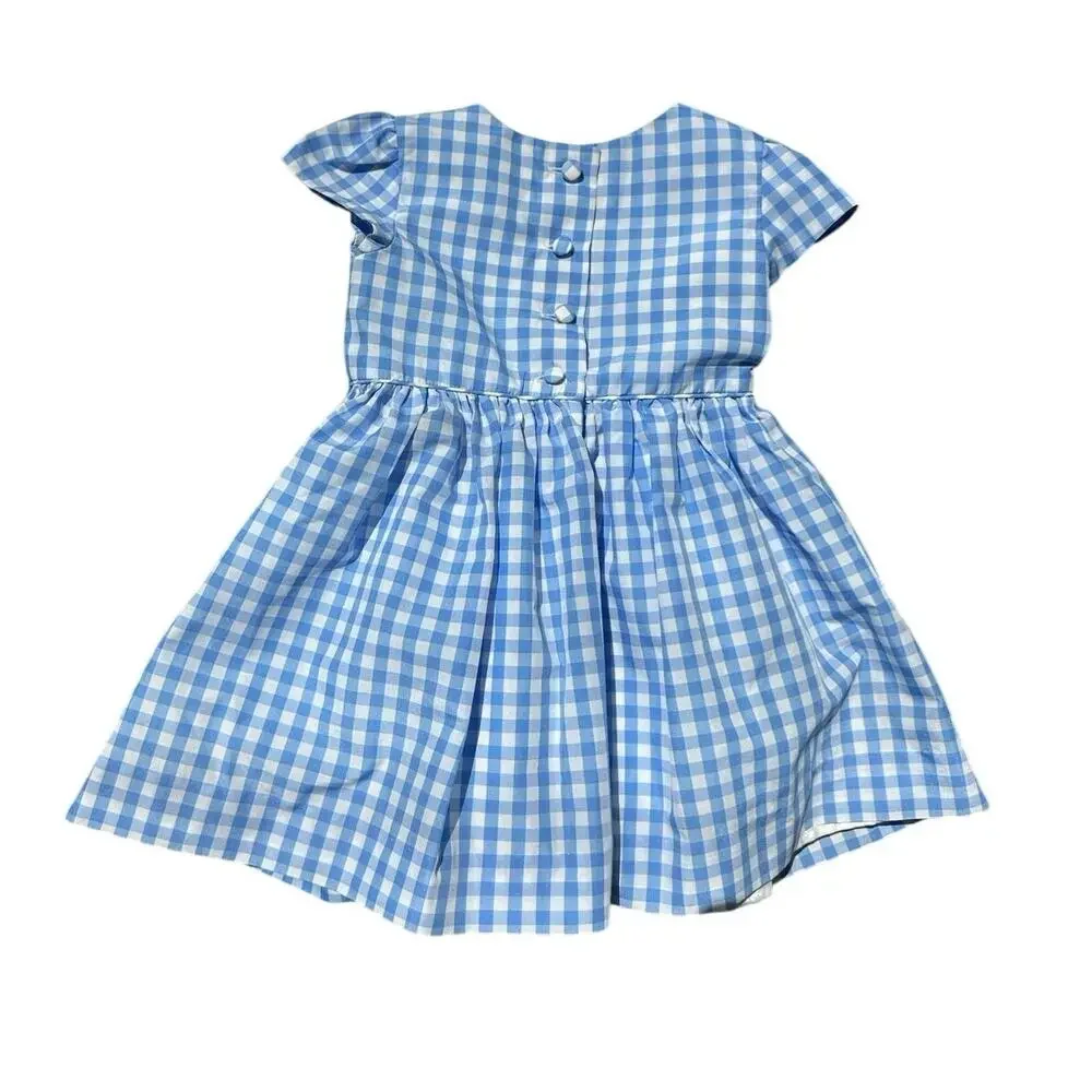 Ralph Lauren EUC Blue Plaid Check Gingham Baby Girls Dress 9M Taffeta Dorothy